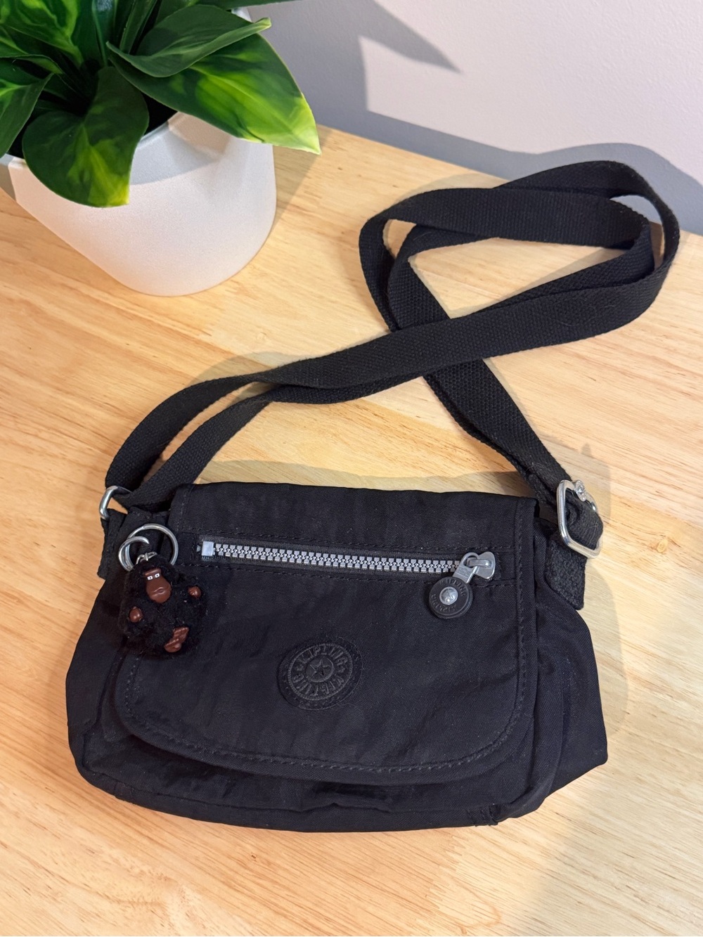 Kipling Black Crossbody Bag with Front Zip Pocket